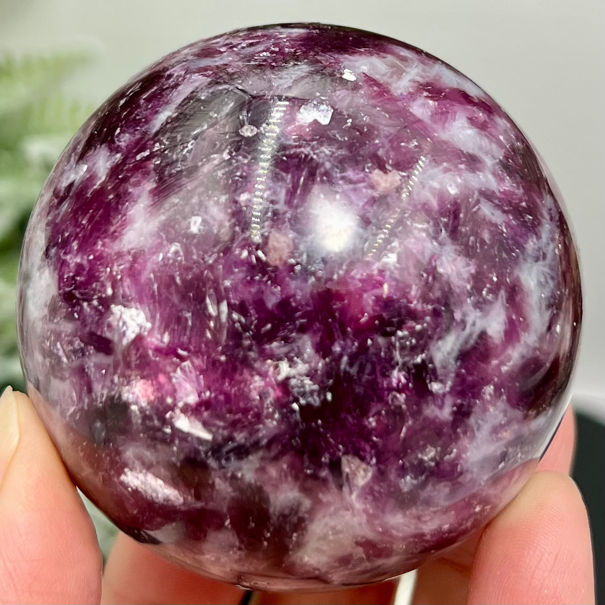 Purple Mica Lithium Lepidolite Sphere High Grade Crystal Ball 350g 63mm