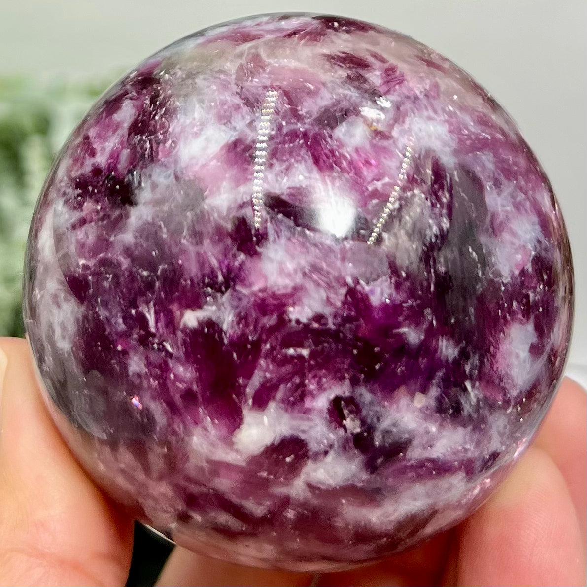 Purple Mica Lithium Lepidolite Sphere High Grade Crystal Ball 350g 63mm