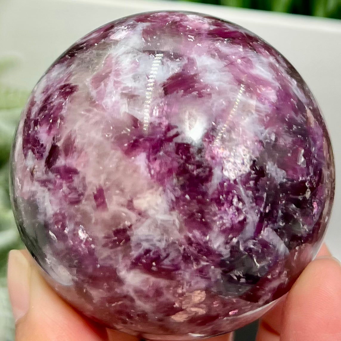 Purple Mica Lithium Lepidolite Sphere High Grade Crystal Ball 350g 63mm