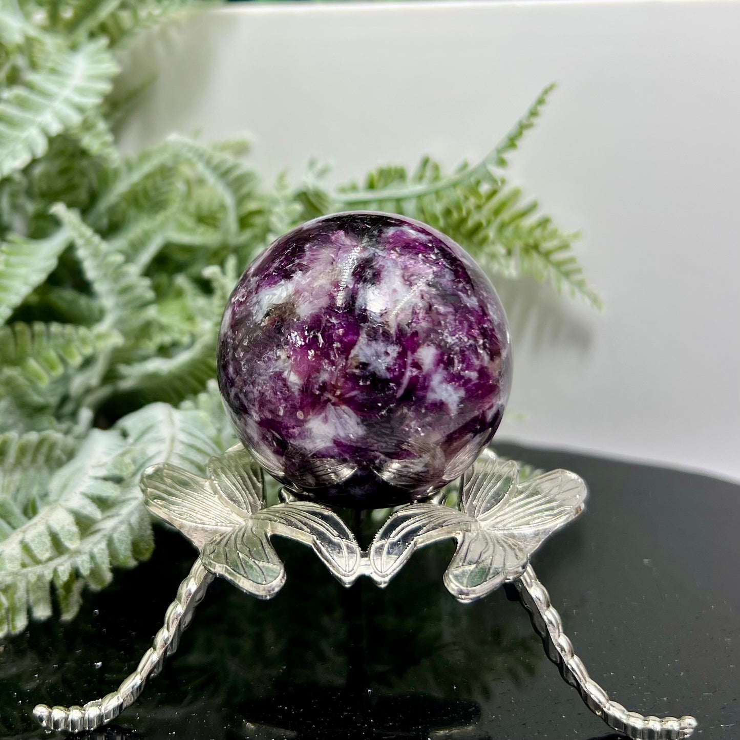 Purple Mica Lithium Lepidolite Sphere High Grade Crystal Ball 178g 50mm