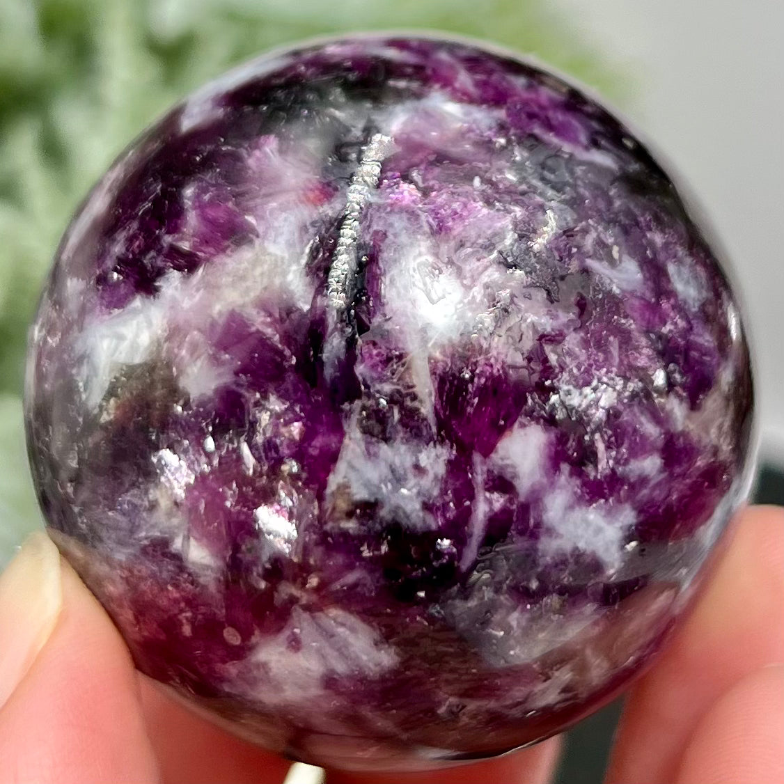 Purple Mica Lithium Lepidolite Sphere High Grade Crystal Ball 178g 50mm