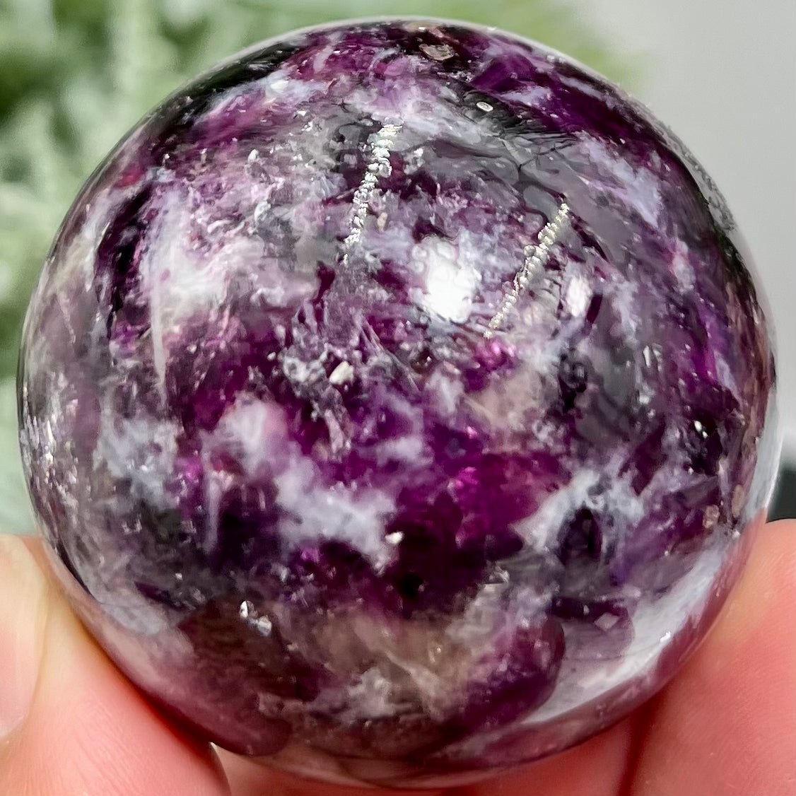 Purple Mica Lithium Lepidolite Sphere High Grade Crystal Ball 178g 50mm