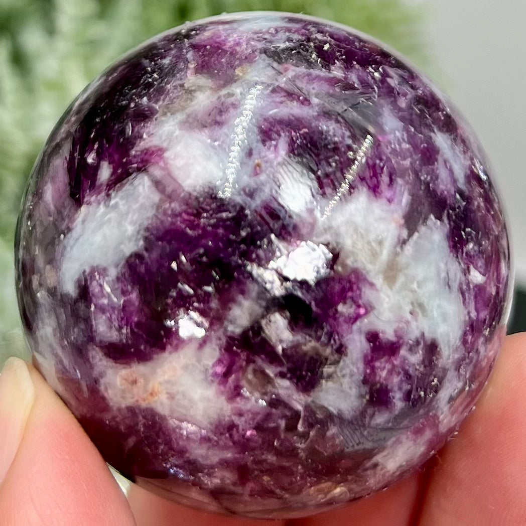 Purple Mica Lithium Lepidolite Sphere High Grade Crystal Ball 178g 50mm