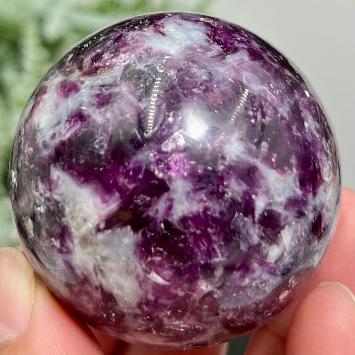 Purple Mica Lithium Lepidolite Sphere High Grade Crystal Ball 178g 50mm