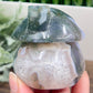 Moss Agate Mushroom House Healing Crystal Carving 310g