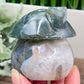 Moss Agate Mushroom House Healing Crystal Carving 310g