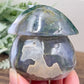 Moss Agate Mushroom House Healing Crystal Carving 310g