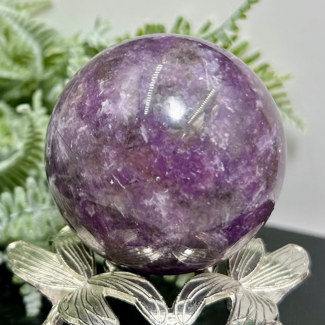 Purple Mica Lepidolite with Smoky Quartz Sphere Crystal Ball 286g 58mm