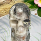 Mosaic Chalcedony Quartz Rare Skull Healing Crystal Carving 1037g