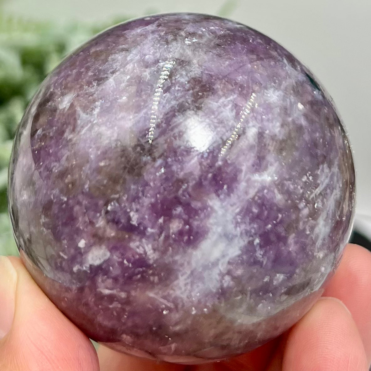 Purple Mica Lepidolite with Smoky Quartz Sphere Crystal Ball 286g 58mm