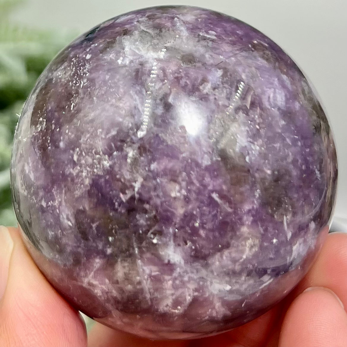 Purple Mica Lepidolite with Smoky Quartz Sphere Crystal Ball 286g 58mm