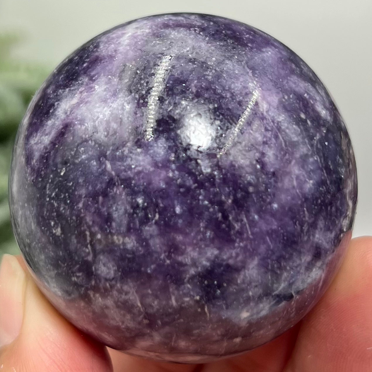 Lepidolite Purple Mica Sphere Crystal Ball 206g 52mm