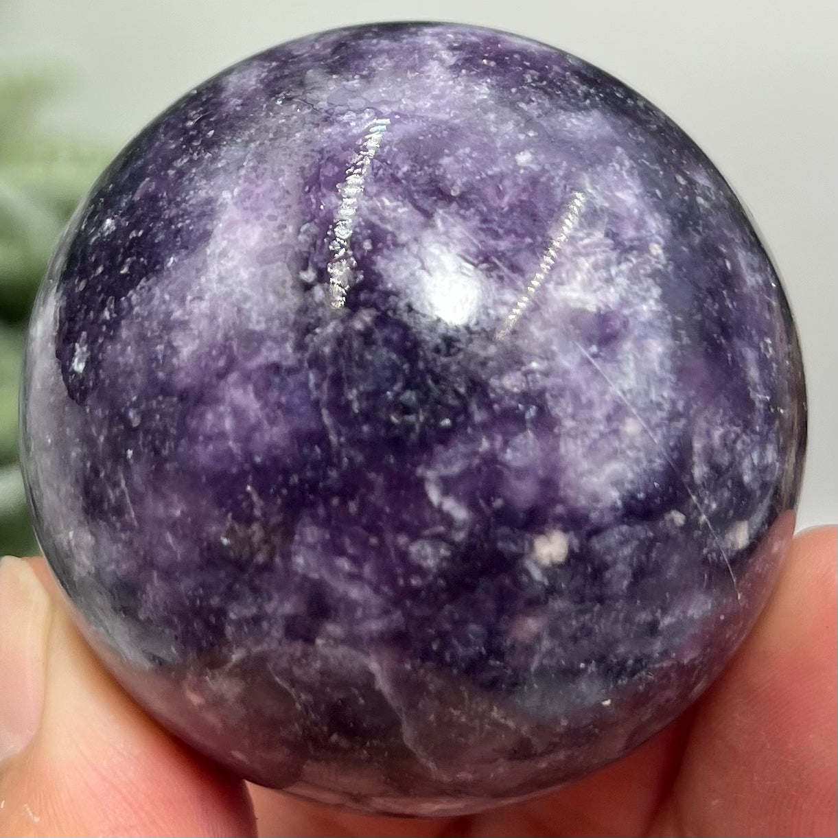 Lepidolite Purple Mica Sphere Crystal Ball 206g 52mm