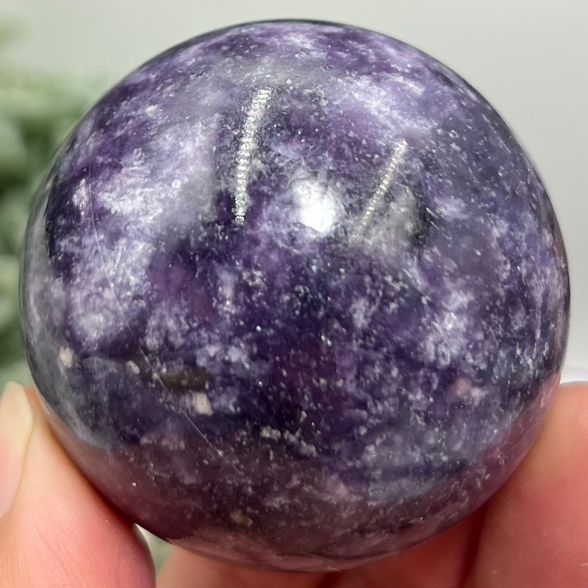 Lepidolite Purple Mica Sphere Crystal Ball 206g 52mm