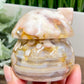 Flower Agate Mushroom House Healing Crystal Carving 340g