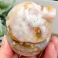 Flower Agate Mushroom House Healing Crystal Carving 340g