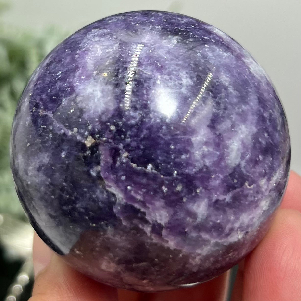 Lepidolite Purple Mica Sphere Crystal Ball 240g 55mm