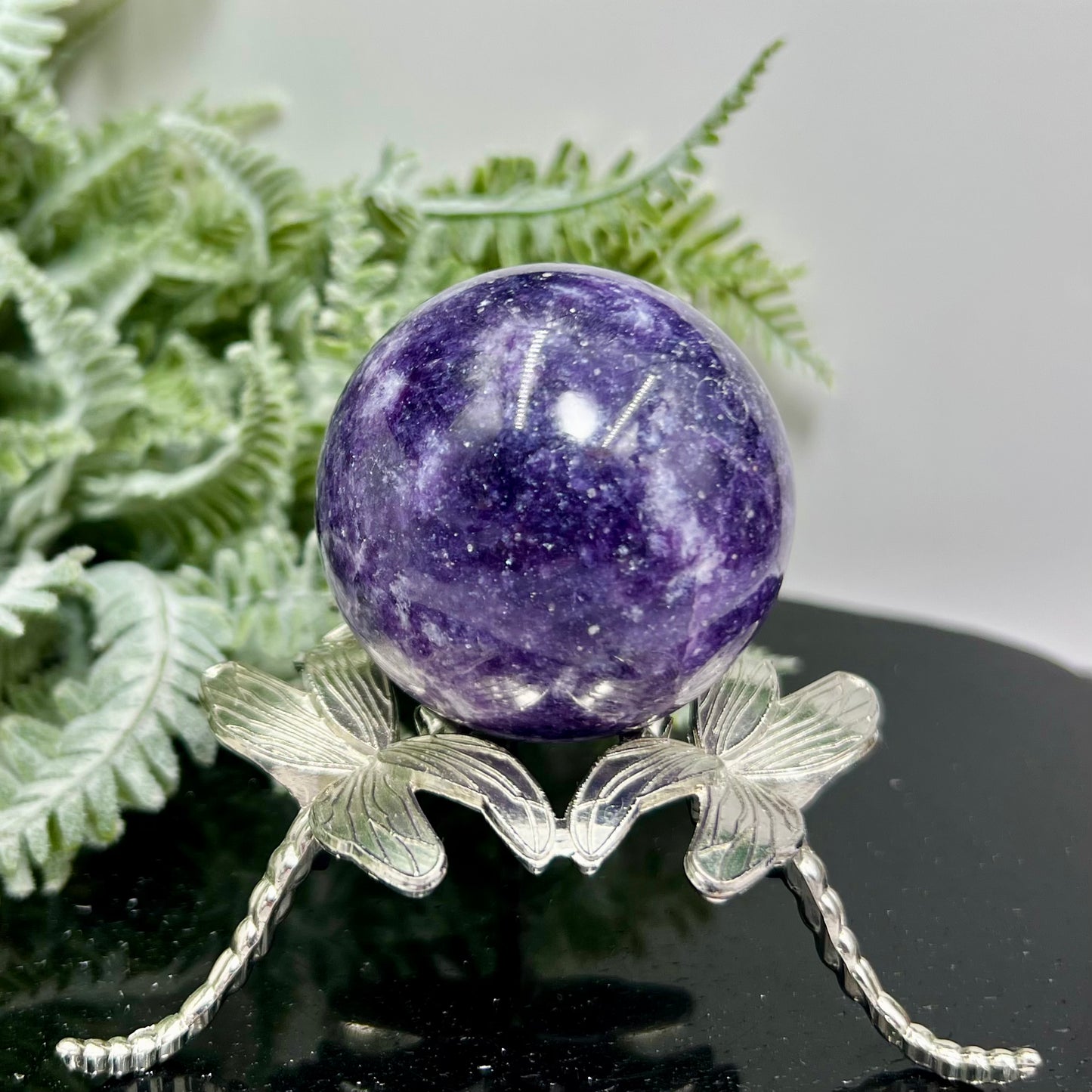 Lepidolite Purple Mica Sphere Crystal Ball 200g 51mm