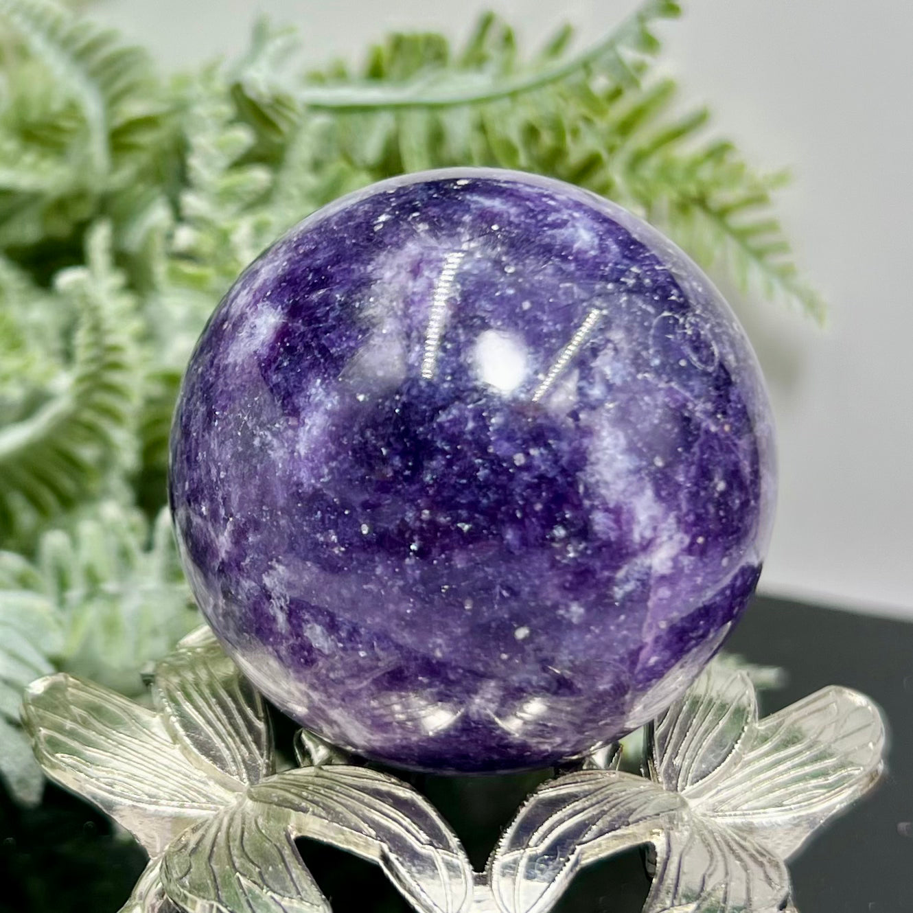 Lepidolite Purple Mica Sphere Crystal Ball 200g 51mm