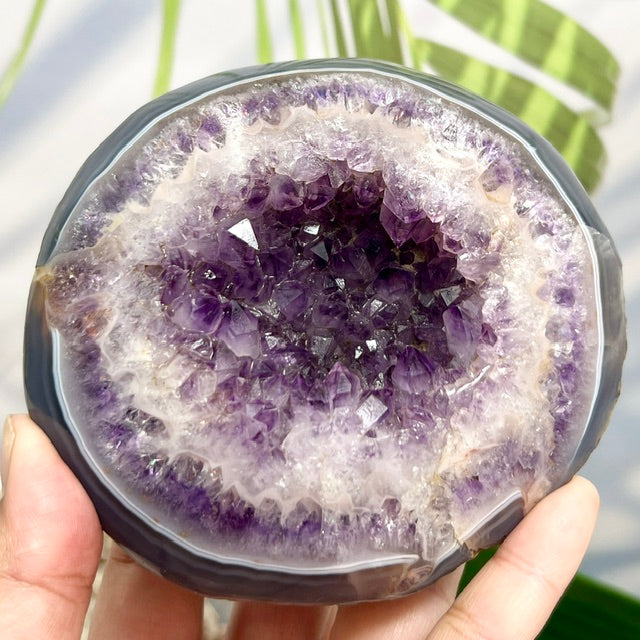 Amethyst Geode Cluster Bowl with Stand Healing Natural Crystal 712g