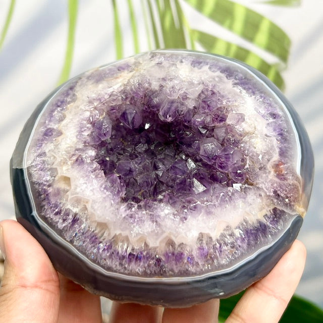 Amethyst Geode Cluster Bowl with Stand Healing Natural Crystal 712g