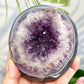 Amethyst Geode Cluster Bowl with Stand Healing Natural Crystal 712g