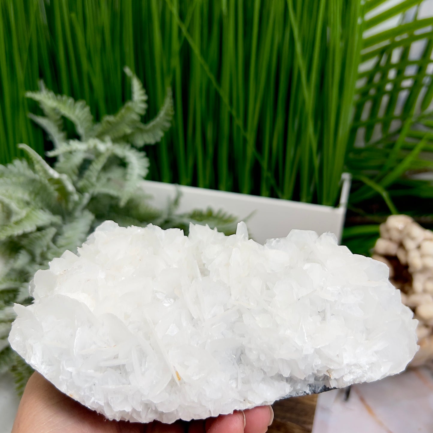 Rose White Calcite Raw Specimen Natural Mineral Crystal 966g