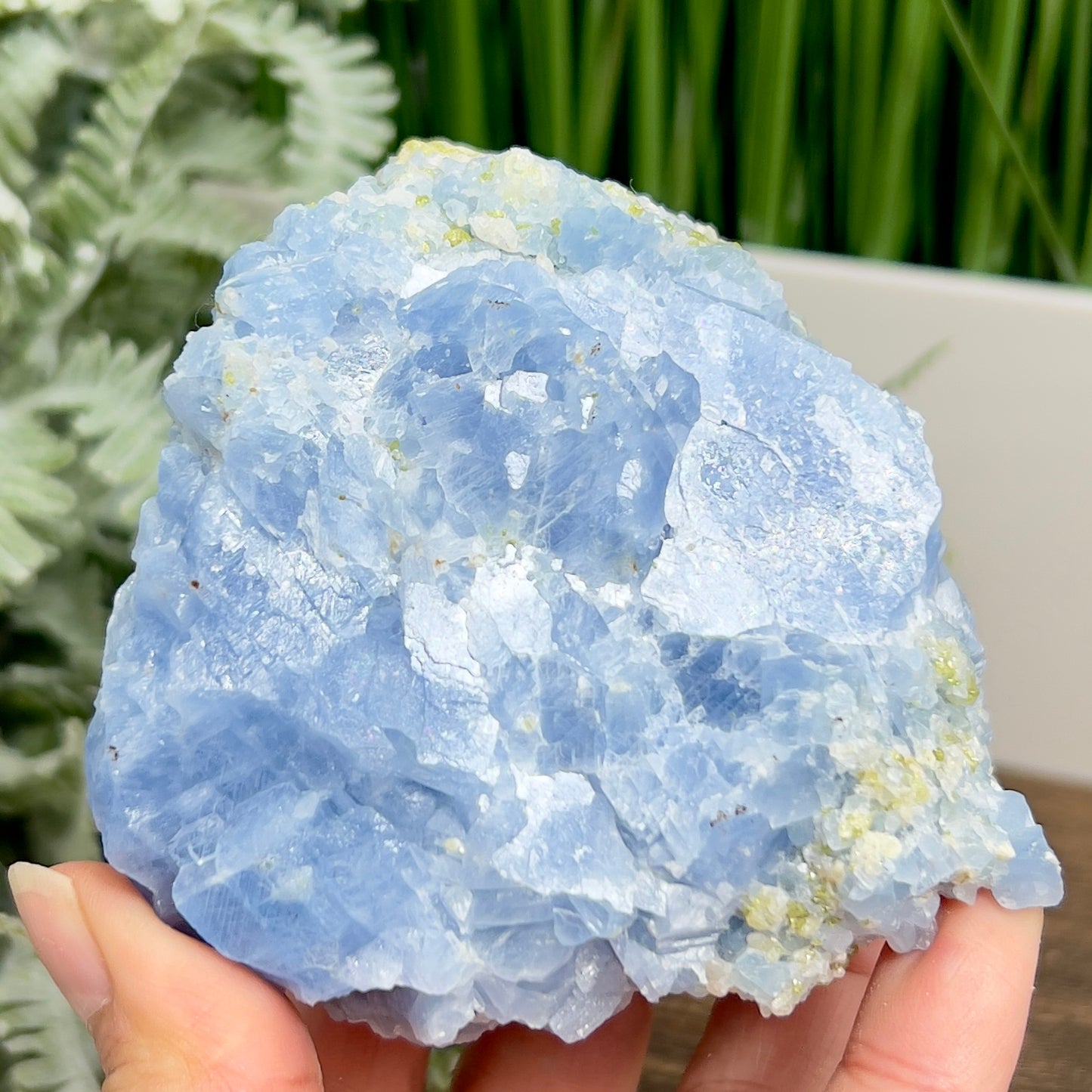 Blue Calcite with Green Diopside Specimen Natural Mineral Crystal 548g