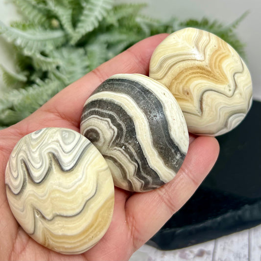 Zebra Calcite Palm Stones Worry Meditation Crystals