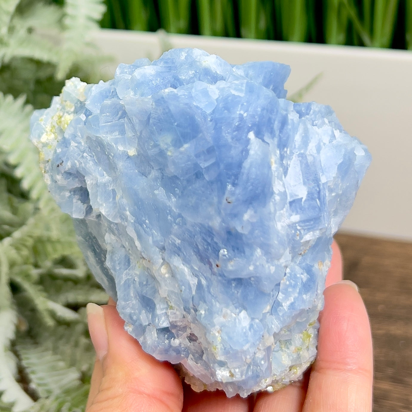 Blue Calcite with Green Diopside Specimen Natural Mineral Crystal 548g