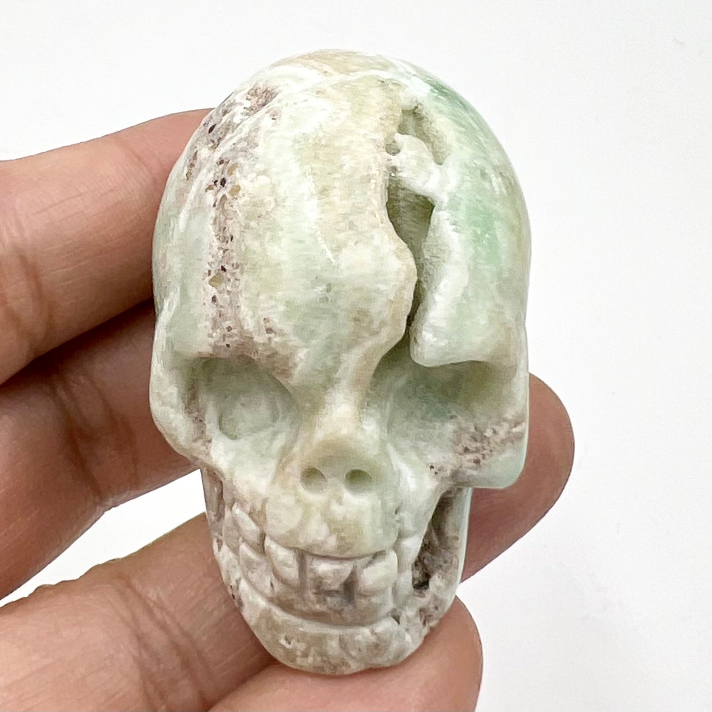 Blue Aragonite Skull 2 Inches Rare Hand Carved Crystal Carving