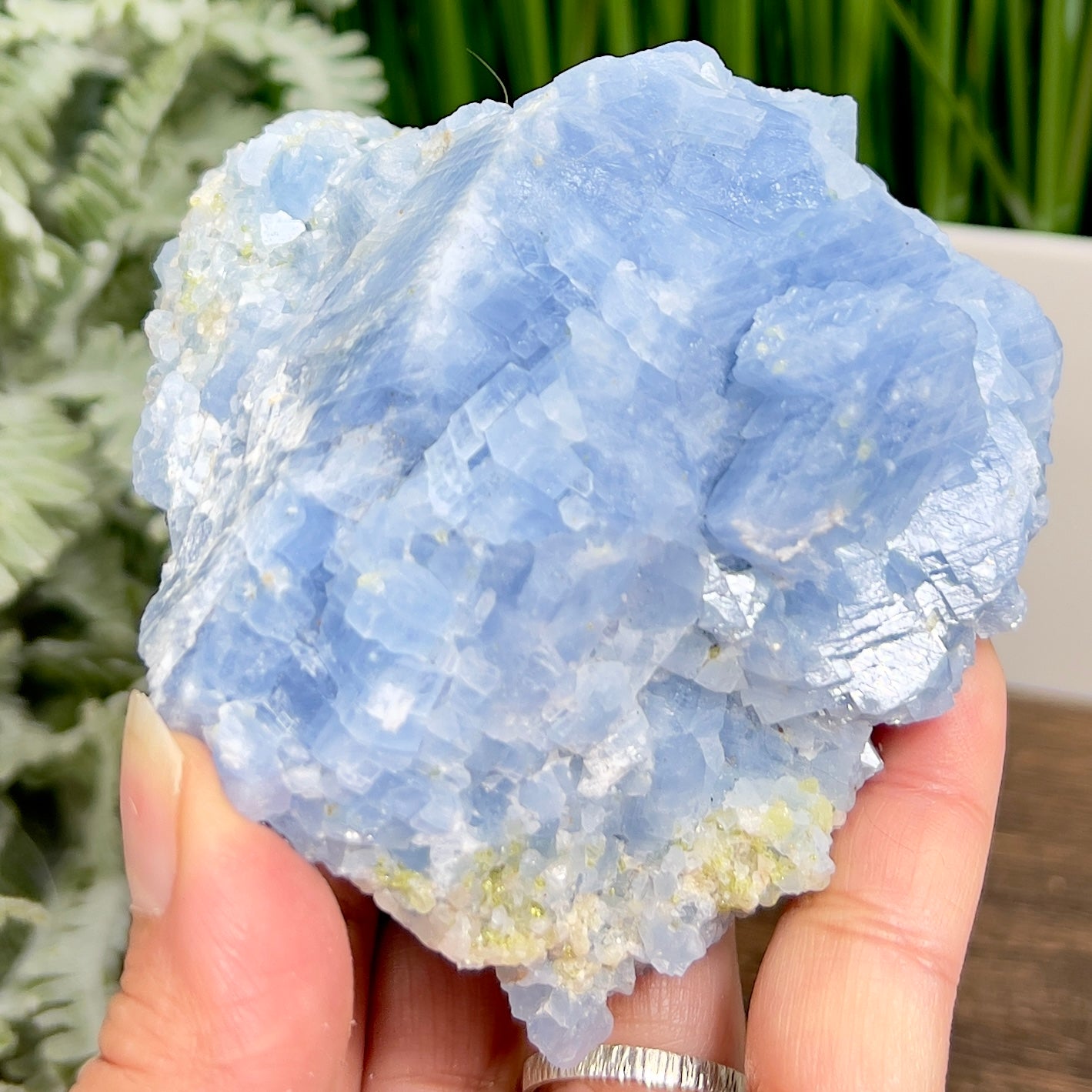 Blue Calcite with Green Diopside Specimen Natural Mineral Crystal 548g