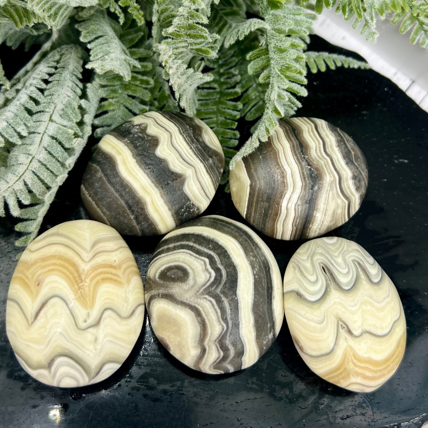 Zebra Calcite Palm Stones Worry Meditation Crystals