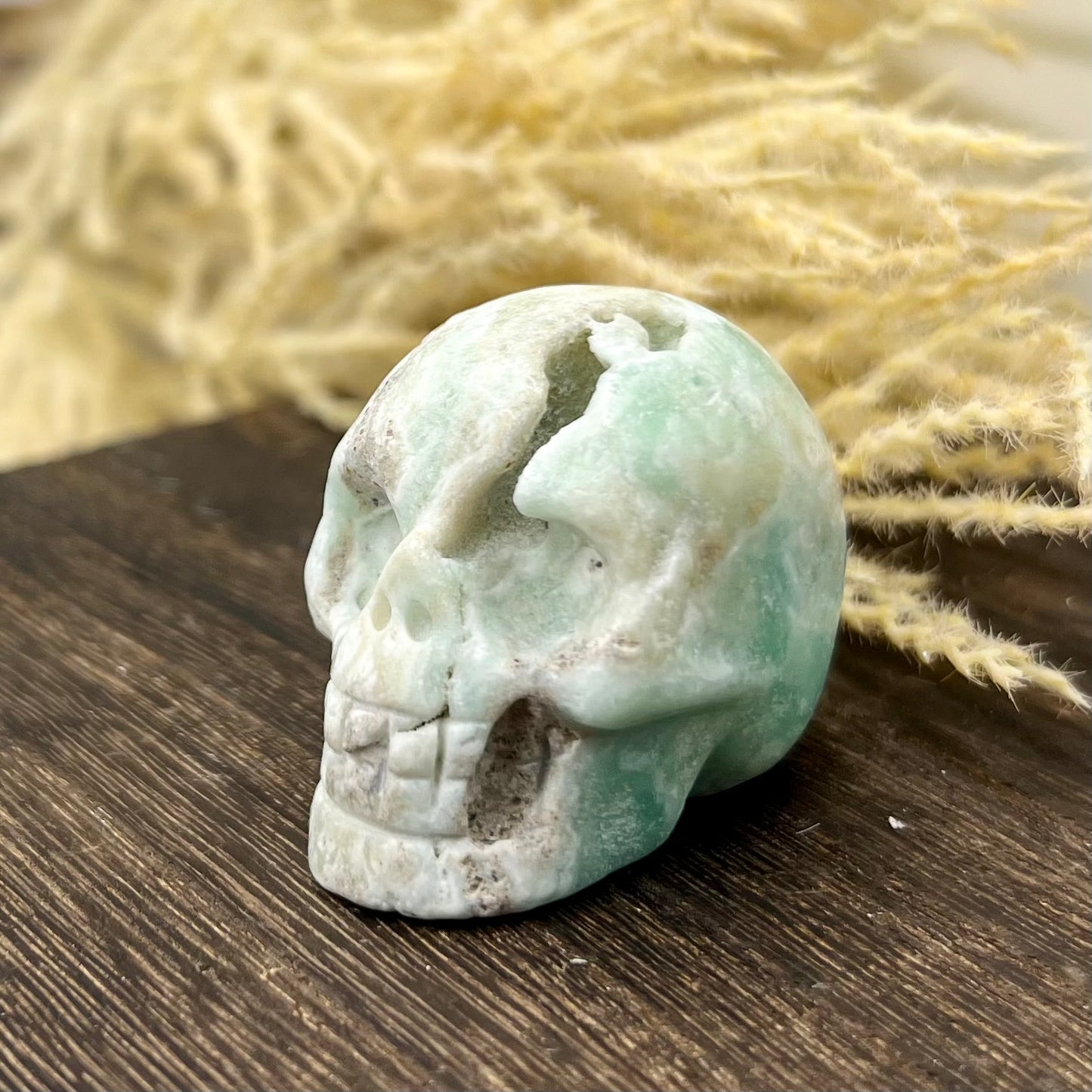 Blue Aragonite Skull 2 Inches Rare Hand Carved Crystal Carving