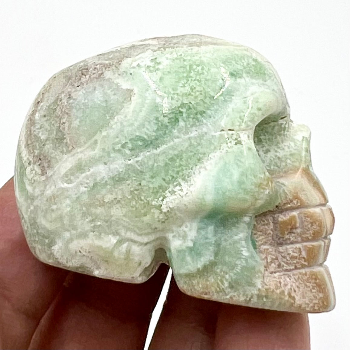 Blue Aragonite Skull 2 Inches Rare Hand Carved Crystal Carving