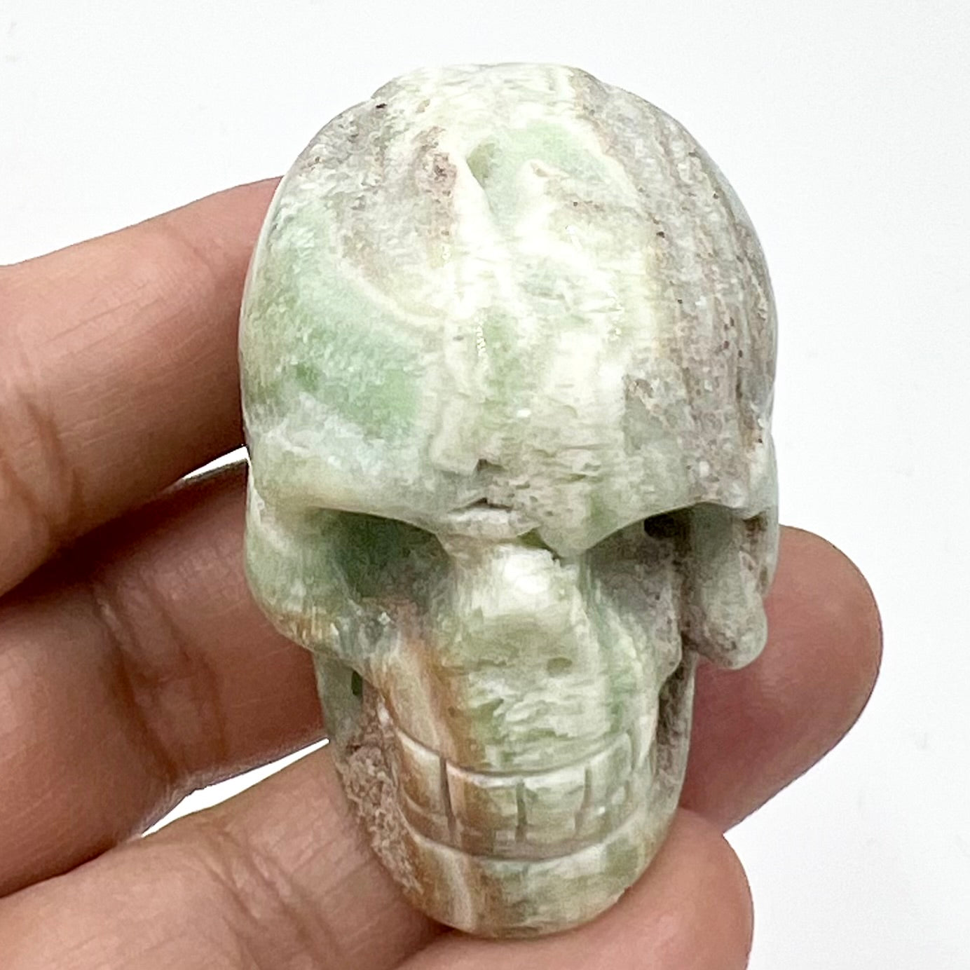 Blue Aragonite Skull 2 Inches Rare Hand Carved Crystal Carving