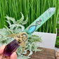 Fluorite Ametrine Wand Sward Manifesting Crystal Carving 288g 211mm