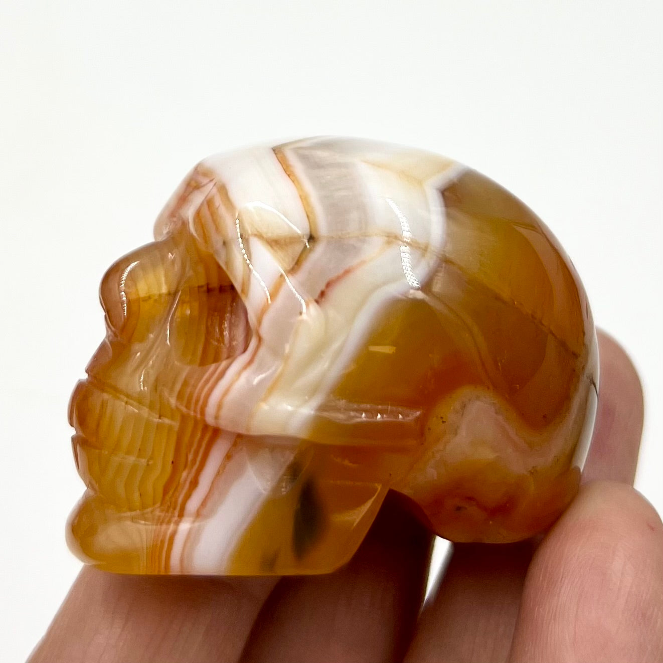 Carnelian Skull 2 Inches Rare Hand Carved Crystal Carving