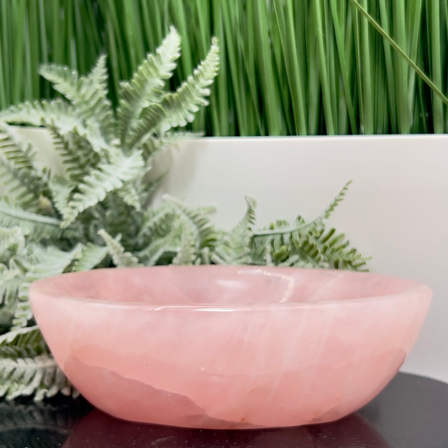 Rose Quartz Pink Large Oblong Bowl Healing Crystal Carving 1076g