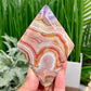 Amethyst with Mexican Lace Agate Rhombus Display with Stand Healing Crystal Carving