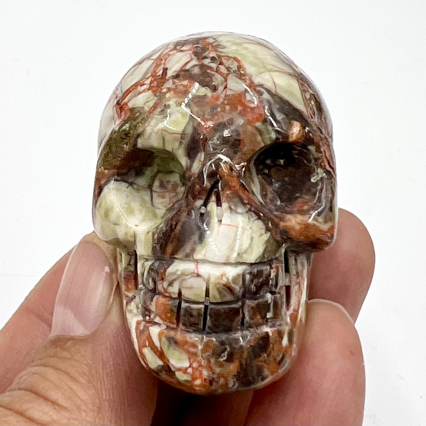 Money Agate Indonesian bloodstone Skull 2 Inches Rare Hand Carved Crystal Carving