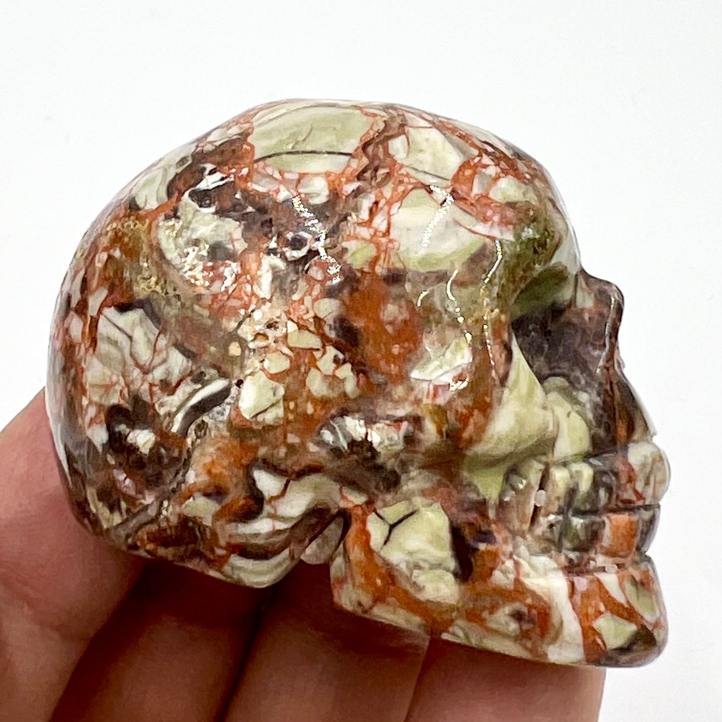 Money Agate Indonesian bloodstone Skull 2 Inches Rare Hand Carved Crystal Carving