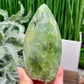 Prehnite with Epidote Flame Free Form Crystal Carving 210g