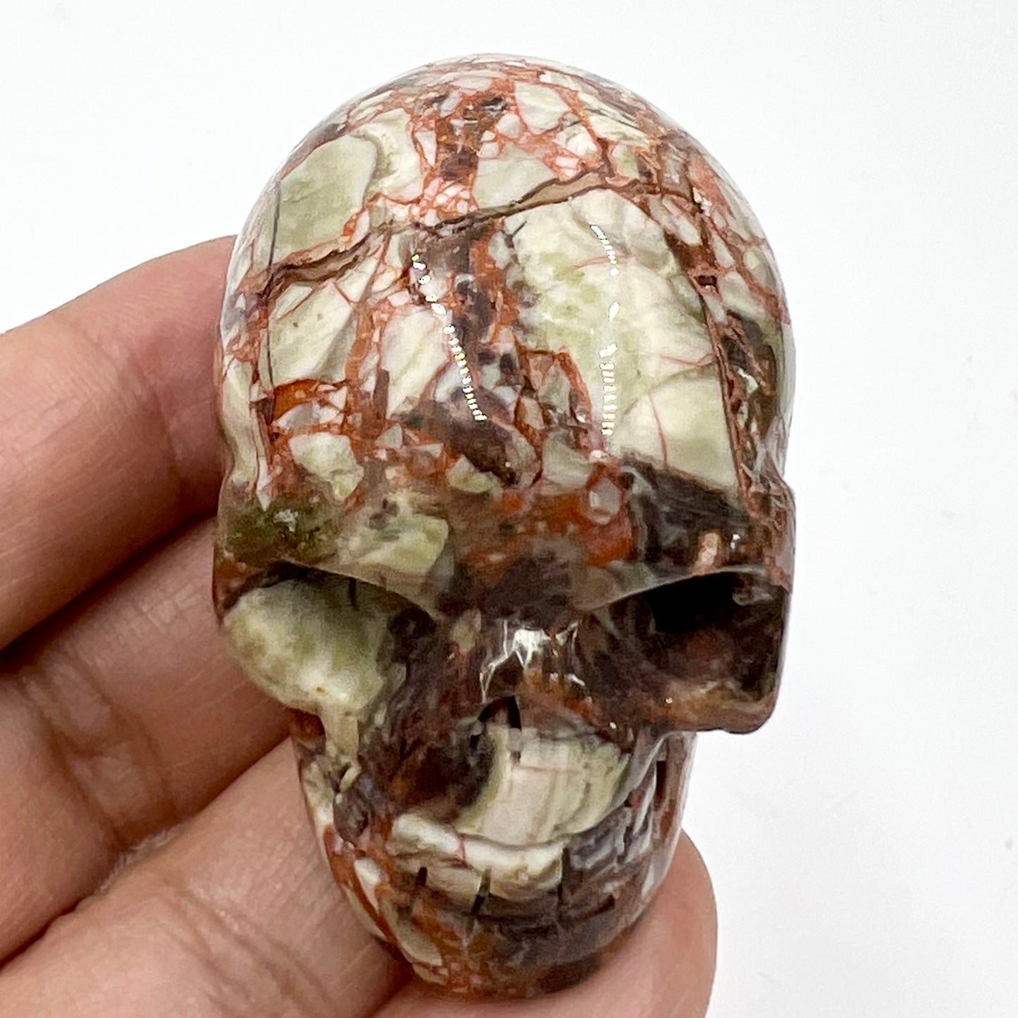 Money Agate Indonesian bloodstone Skull 2 Inches Rare Hand Carved Crystal Carving