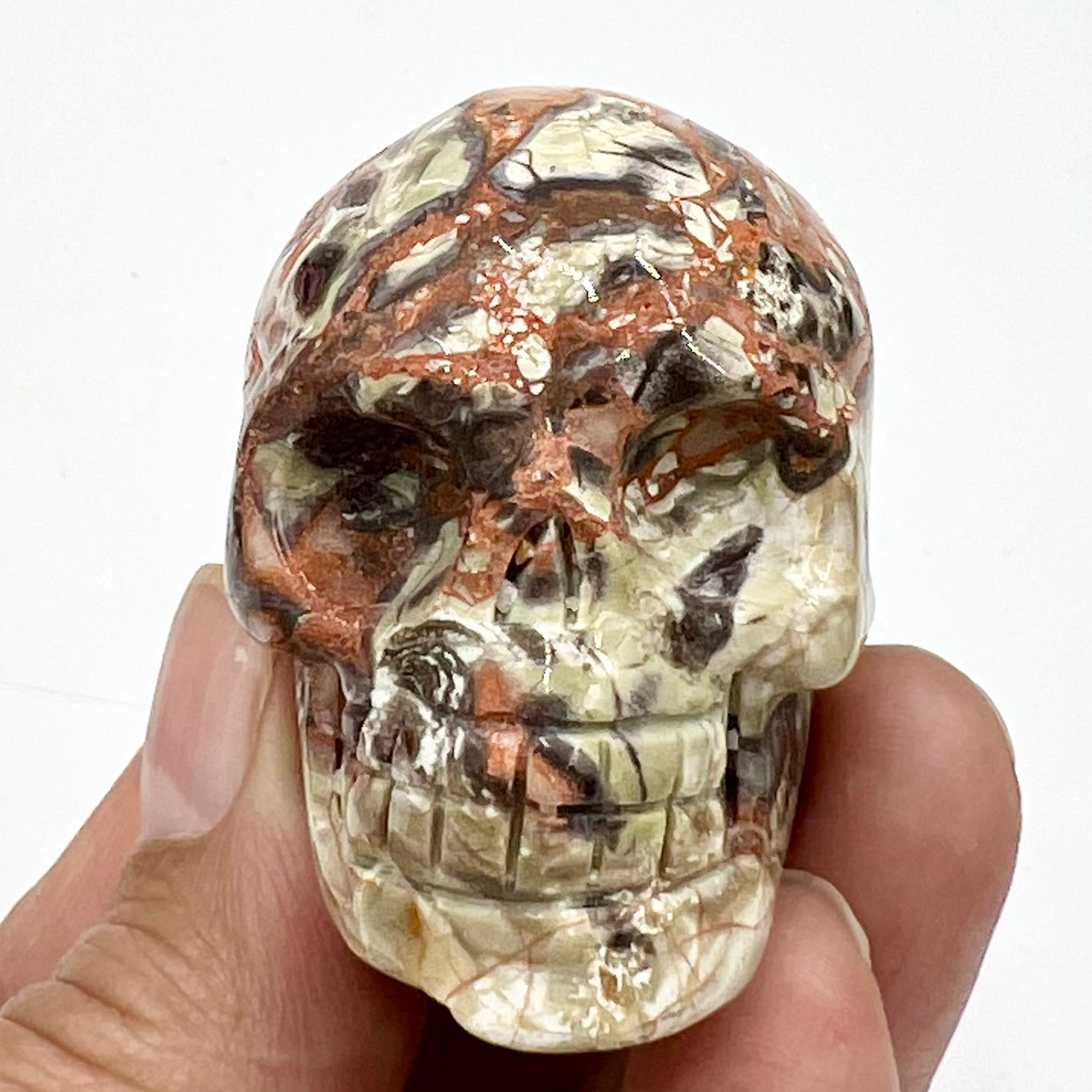 Money Agate Indonesian bloodstone Skull 2 Inches Rare Hand Carved Crystal Carving