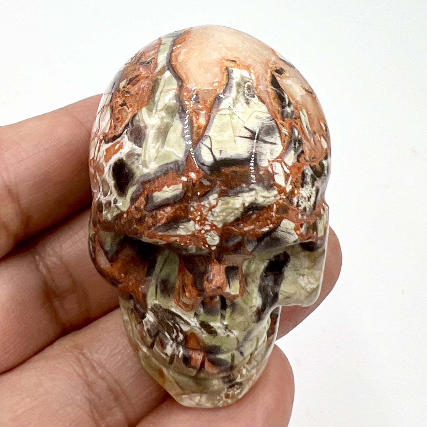 Money Agate Indonesian bloodstone Skull 2 Inches Rare Hand Carved Crystal Carving