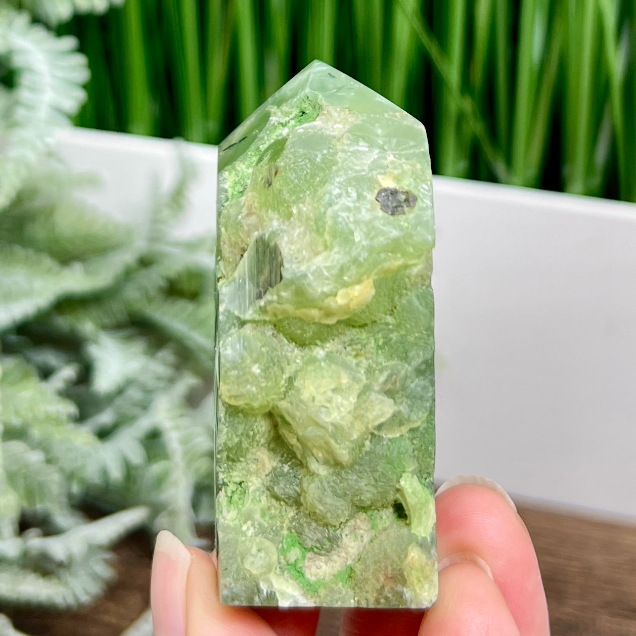 Prehnite with Epidote Tower Crystal Generator 142g