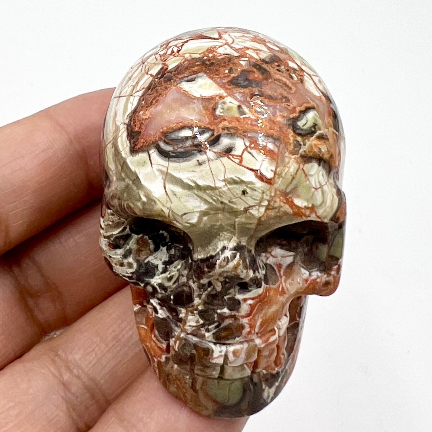 Money Agate Indonesian bloodstone Skull 2 Inches Rare Hand Carved Crystal Carving