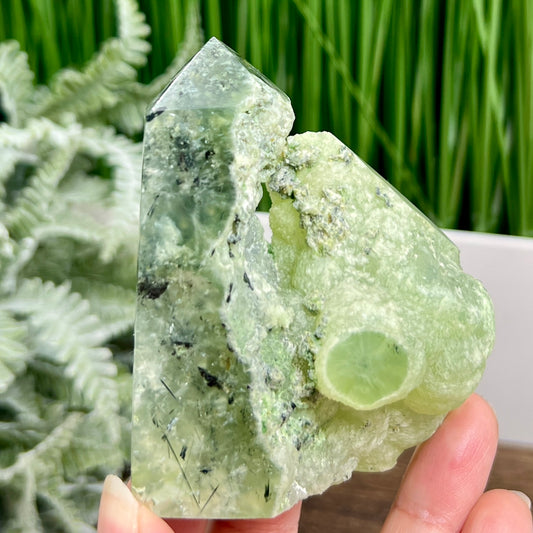 Prehnite with Epidote Tower Crystal Generator 230g