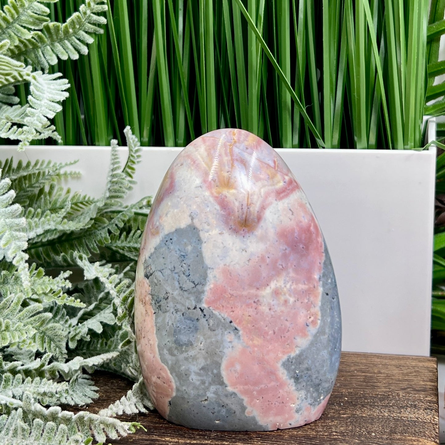 Ocean Sea Jasper Pink Free Form Flame Crystal Carving 722g